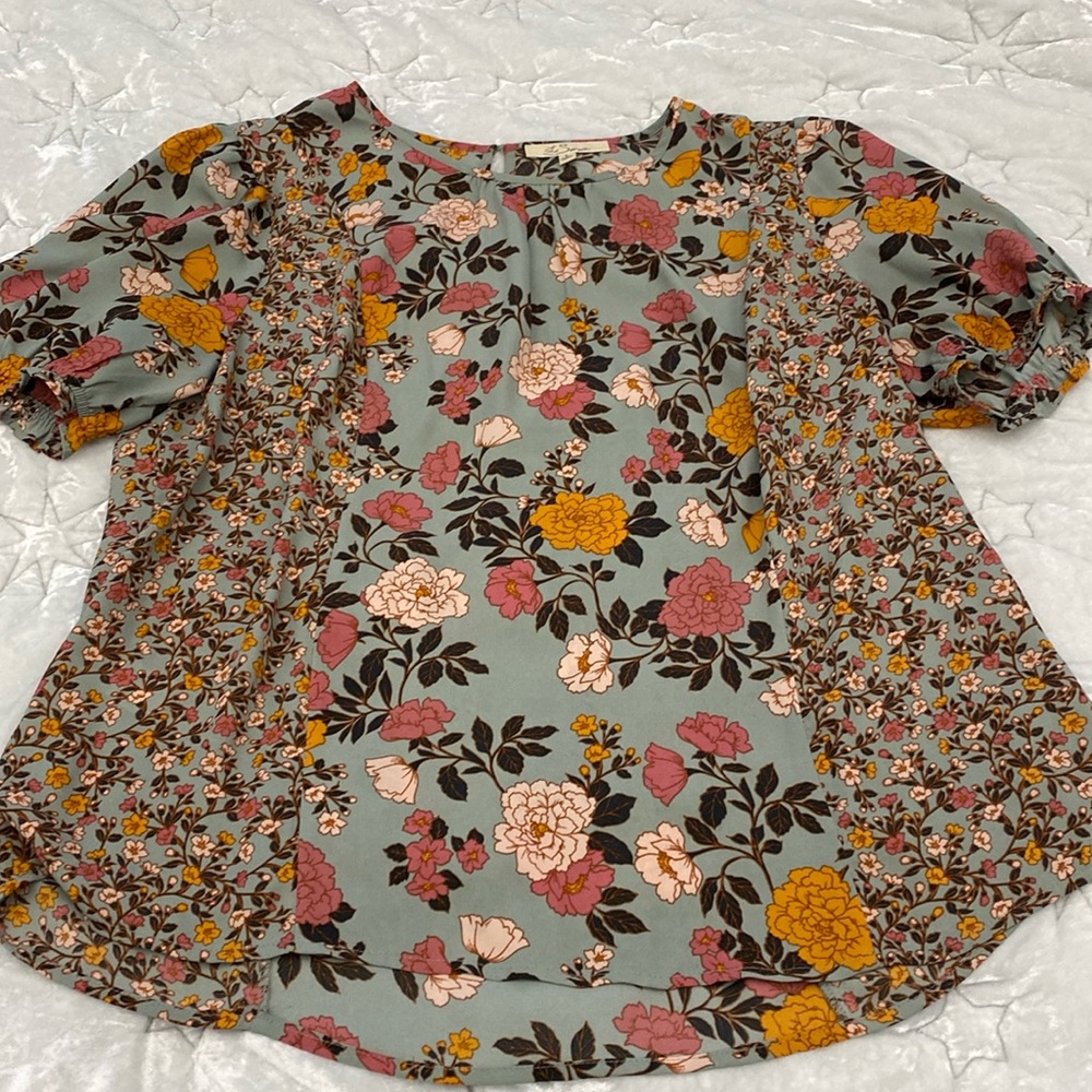 Le Serein Floral Blouse L EUC